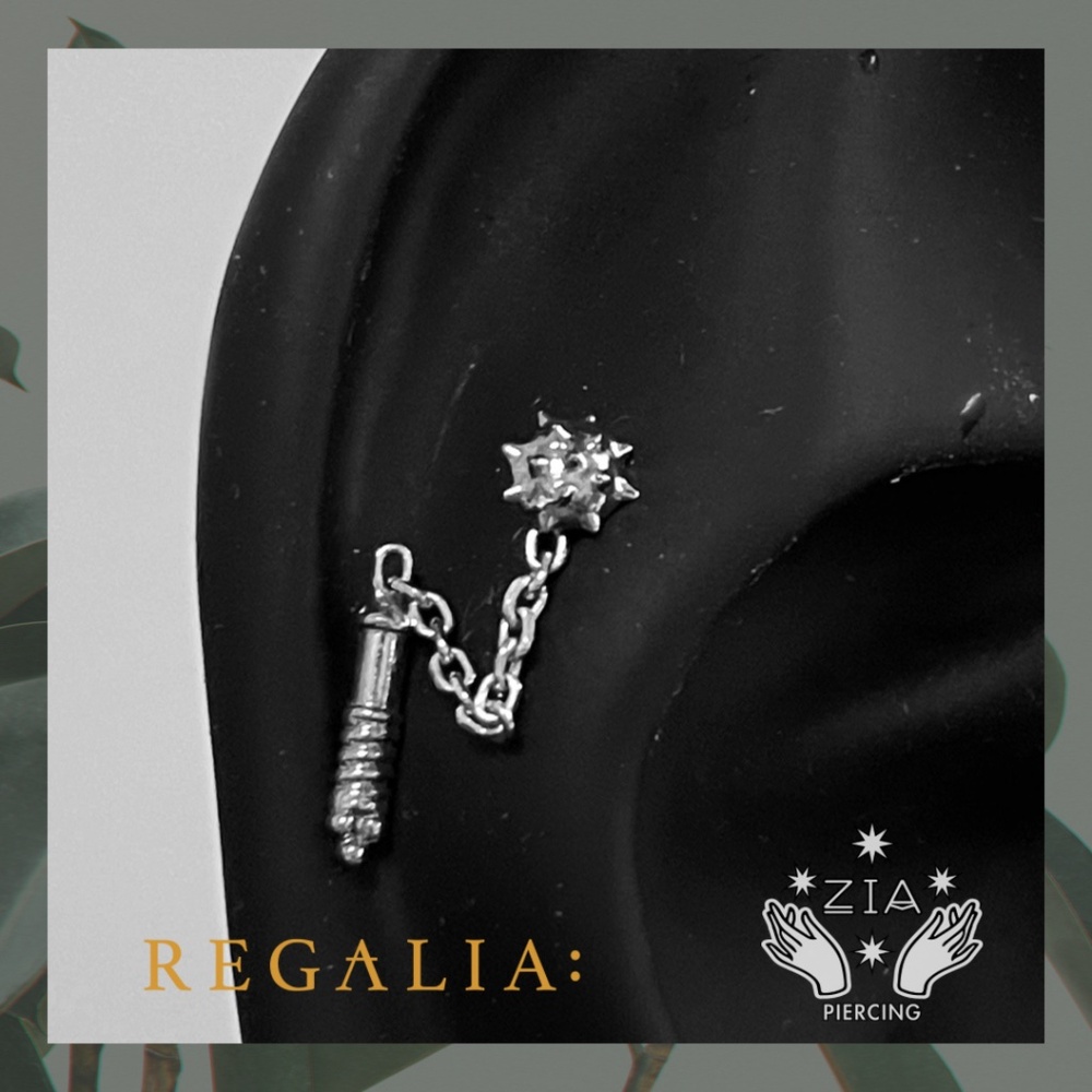The Algorithm 14k Solid gold Threadless end with connecting chain by Regalia